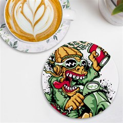 Scooter-motorcycle-graffiti Uv Print Round Tile Coaster by 99art