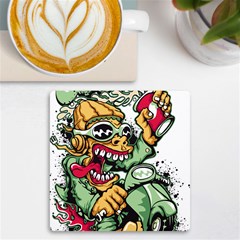 Scooter-motorcycle-graffiti Uv Print Square Tile Coaster  by 99art