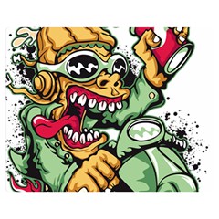 Scooter-motorcycle-graffiti Premium Plush Fleece Blanket (medium) by 99art