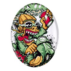 Scooter-motorcycle-graffiti Oval Glass Fridge Magnet (4 Pack) by 99art