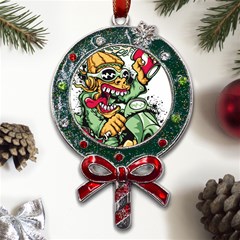 Scooter-motorcycle-graffiti Metal X mas Lollipop With Crystal Ornament by 99art