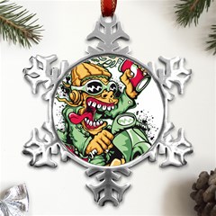 Scooter-motorcycle-graffiti Metal Small Snowflake Ornament by 99art