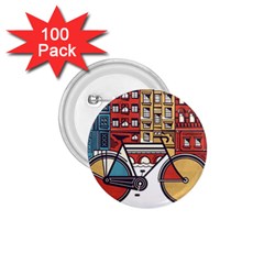 Amsterdam Graphic Design Poster Illustration 1 75  Buttons (100 Pack)  by 99art