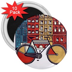 Amsterdam Graphic Design Poster Illustration 3  Magnets (10 Pack)  by 99art