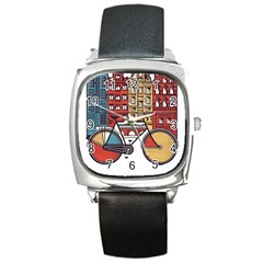 Amsterdam Graphic Design Poster Illustration Square Metal Watch