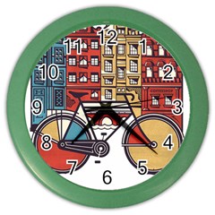 Amsterdam Graphic Design Poster Illustration Color Wall Clock by 99art