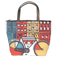 Amsterdam Graphic Design Poster Illustration Bucket Bag by 99art