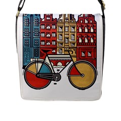 Amsterdam Graphic Design Poster Illustration Flap Closure Messenger Bag (l) by 99art