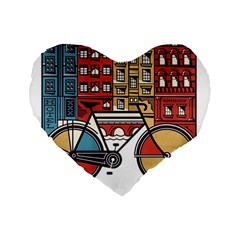 Amsterdam Graphic Design Poster Illustration Standard 16  Premium Flano Heart Shape Cushions by 99art