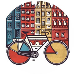 Amsterdam Graphic Design Poster Illustration Wooden Puzzle Round by 99art