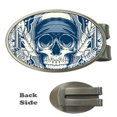 Skull Drawing Money Clips (oval)  by 99art