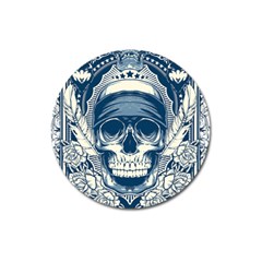 Skull Drawing Magnet 3  (round)