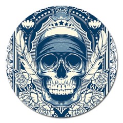 Skull Drawing Magnet 5  (round)