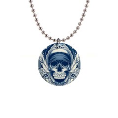 Skull Drawing 1  Button Necklace