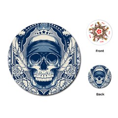 Skull Drawing Playing Cards Single Design (round)