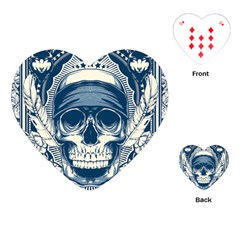 Skull Drawing Playing Cards Single Design (heart)