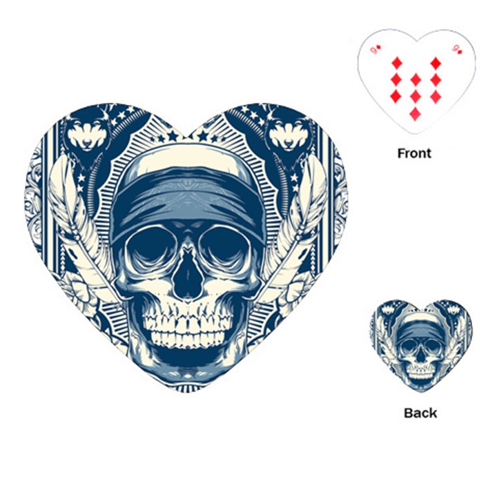 Skull Drawing Playing Cards Single Design (Heart)