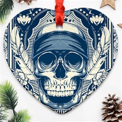 Skull Drawing Heart Ornament (two Sides)