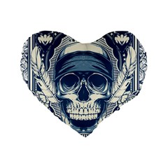 Skull Drawing Standard 16  Premium Flano Heart Shape Cushions by 99art