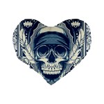 Skull Drawing Standard 16  Premium Flano Heart Shape Cushions Back