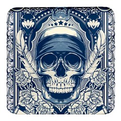 Skull Drawing Square Glass Fridge Magnet (4 Pack)