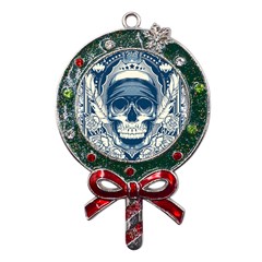 Skull Drawing Metal X mas Lollipop With Crystal Ornament by 99art