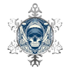 Skull Drawing Metal Small Snowflake Ornament