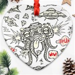 Drawing Clip Art Hand Painted Abstract Creative Space Squid Radio Ornament (Heart) Front