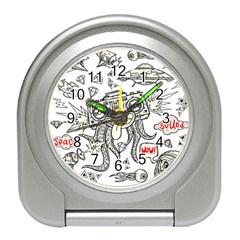 Drawing Clip Art Hand Painted Abstract Creative Space Squid Radio Travel Alarm Clock by 99art