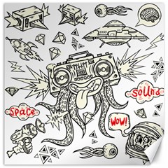 Drawing Clip Art Hand Painted Abstract Creative Space Squid Radio Canvas 12  X 12  by 99art