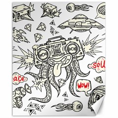 Drawing Clip Art Hand Painted Abstract Creative Space Squid Radio Canvas 16  X 20  by 99art