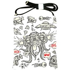 Drawing Clip Art Hand Painted Abstract Creative Space Squid Radio Shoulder Sling Bag by 99art