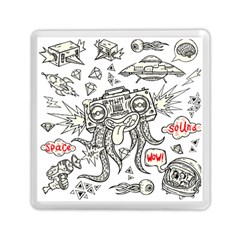 Drawing Clip Art Hand Painted Abstract Creative Space Squid Radio Memory Card Reader (square) by 99art