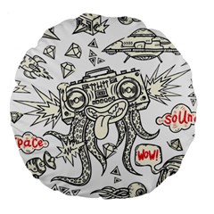 Drawing Clip Art Hand Painted Abstract Creative Space Squid Radio Large 18  Premium Round Cushions by 99art