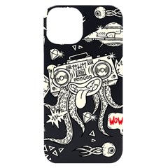 Drawing Clip Art Hand Painted Abstract Creative Space Squid Radio Iphone 14 Black Uv Print Case by 99art