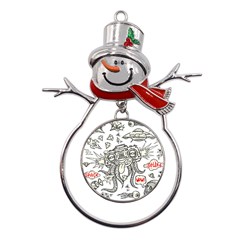 Drawing Clip Art Hand Painted Abstract Creative Space Squid Radio Metal Snowman Ornament