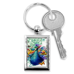 Bird-peafowl-painting-drawing-feather-birds Key Chain (rectangle) by 99art