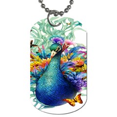 Bird-peafowl-painting-drawing-feather-birds Dog Tag (one Side) by 99art