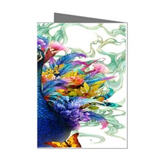 Bird-peafowl-painting-drawing-feather-birds Mini Greeting Cards (pkg Of 8)