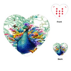 Bird-peafowl-painting-drawing-feather-birds Playing Cards Single Design (heart)