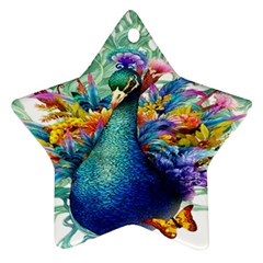 Bird-peafowl-painting-drawing-feather-birds Star Ornament (two Sides)