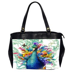 Bird-peafowl-painting-drawing-feather-birds Oversize Office Handbag (2 Sides) by 99art