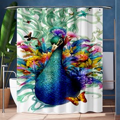 Bird-peafowl-painting-drawing-feather-birds Shower Curtain 60  X 72  (medium)  by 99art