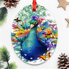 Bird-peafowl-painting-drawing-feather-birds Oval Filigree Ornament (two Sides)