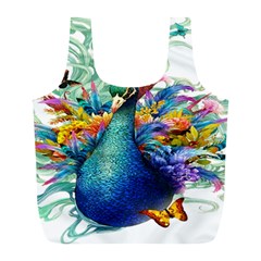 Bird-peafowl-painting-drawing-feather-birds Full Print Recycle Bag (l) by 99art