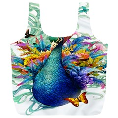 Bird-peafowl-painting-drawing-feather-birds Full Print Recycle Bag (xl) by 99art