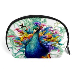 Bird-peafowl-painting-drawing-feather-birds Accessory Pouch (large) by 99art