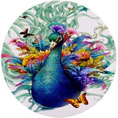 Bird-peafowl-painting-drawing-feather-birds Uv Print Round Tile Coaster by 99art