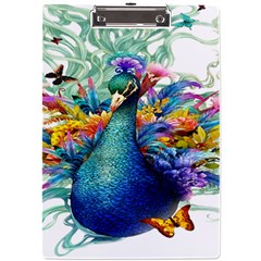 Bird-peafowl-painting-drawing-feather-birds A4 Acrylic Clipboard by 99art