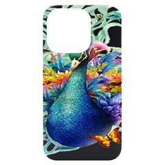 Bird-peafowl-painting-drawing-feather-birds Iphone 14 Pro Black Uv Print Case by 99art